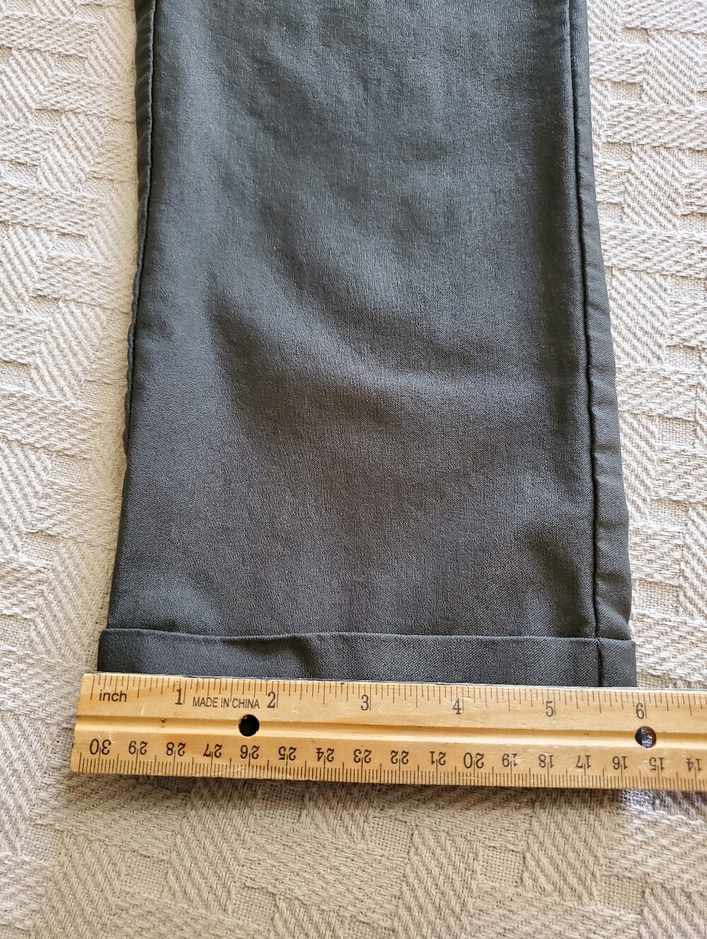 Tribal Olive Green Stretch Pull On Straight Leg Cuffed Ankle Dress Pants Cropped - Picture 7 of 13